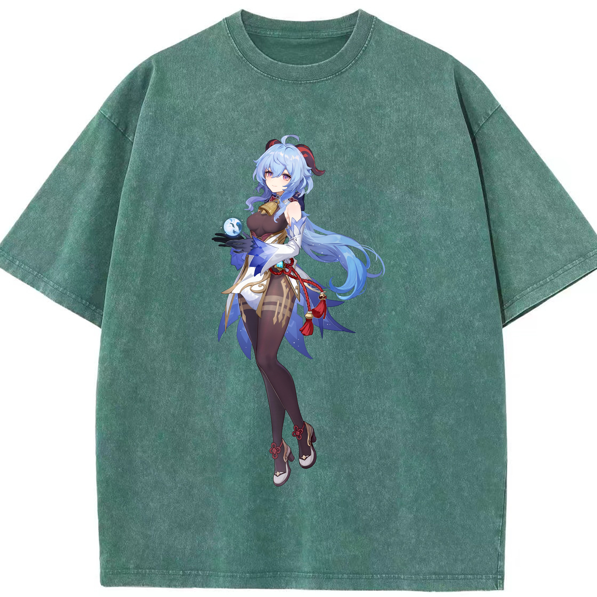 げんし神 甘雨 かんう genshin Ganyu 綿100% ヴィンテージ風 半袖Tシャツ（フロントプリント）